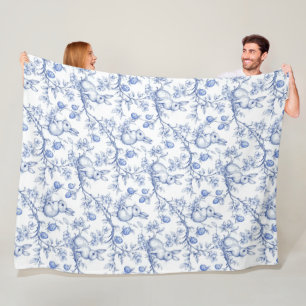 Easter Chinoiserie Toile De Jouy Fleece Blanket