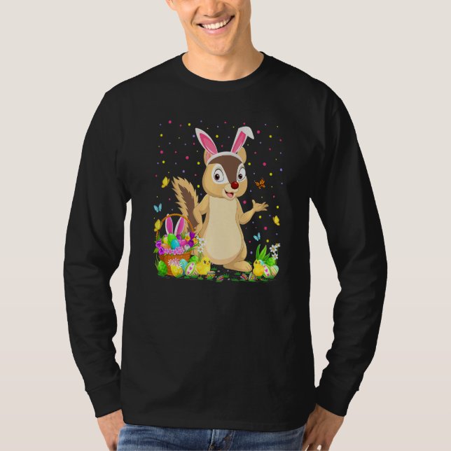 Easter Chipmunk Bunny Egg Hunting Chipmunk Easter  T-Shirt (Front)