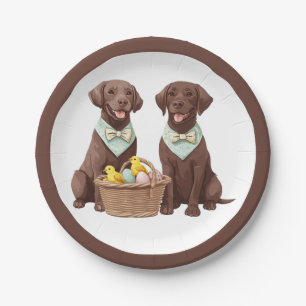 Easter Chocolate Labrador Retriever Dogs Paper Plate