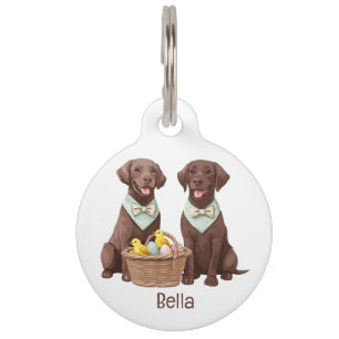 Easter Chocolate Labrador Retriever Dogs Pet Tag