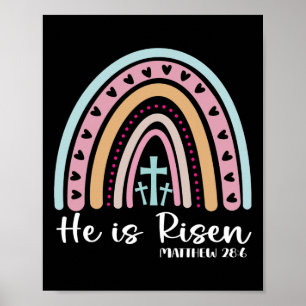 Easter Christian He Is Reinbow Risen Men Women Kid Poster