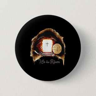 Easter Christian He Is Risen Jesus Empty Tomb Men  2 Inch Round Button