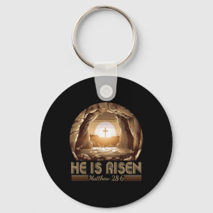 Easter Christian He Is Risen Jesus Empty Tomb Men Keychain