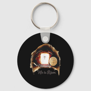 Easter Christian He Is Risen Jesus Empty Tomb Men Keychain