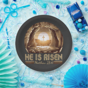 Easter Christian He is Risen Jesus  Paper Plate
