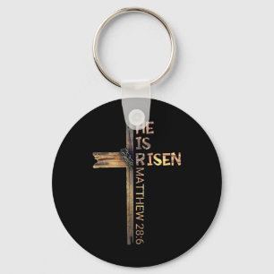 Easter Christian He Is Risen Sun Resurrection Men  Keychain
