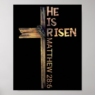 Easter Christian He Is Risen Sun Resurrection Men  Poster
