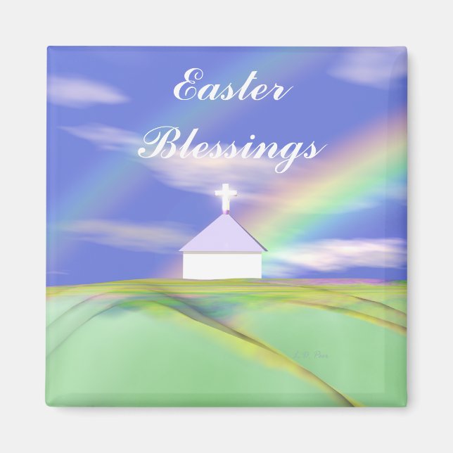 Easter Church and Rainbow Magnet (Front)