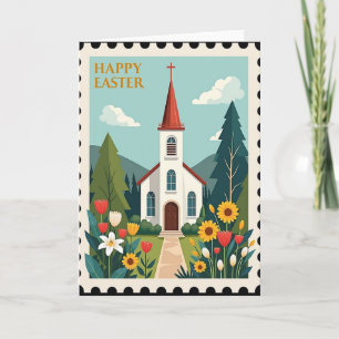 Easter Church Scene Greeting Card