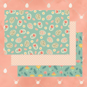 Easter Collection of 3 Spring Green Birthday Gift Wrapping Paper Sheet
