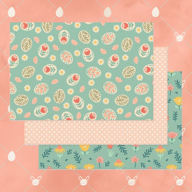 Easter Collection of 3 Spring Green Birthday Gift Wrapping Paper Sheet (Creator Uploaded)