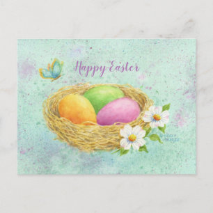 Easter Coloured Eggs Nest Postcard