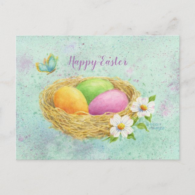 Easter Coloured Eggs Nest Postcard (Front)