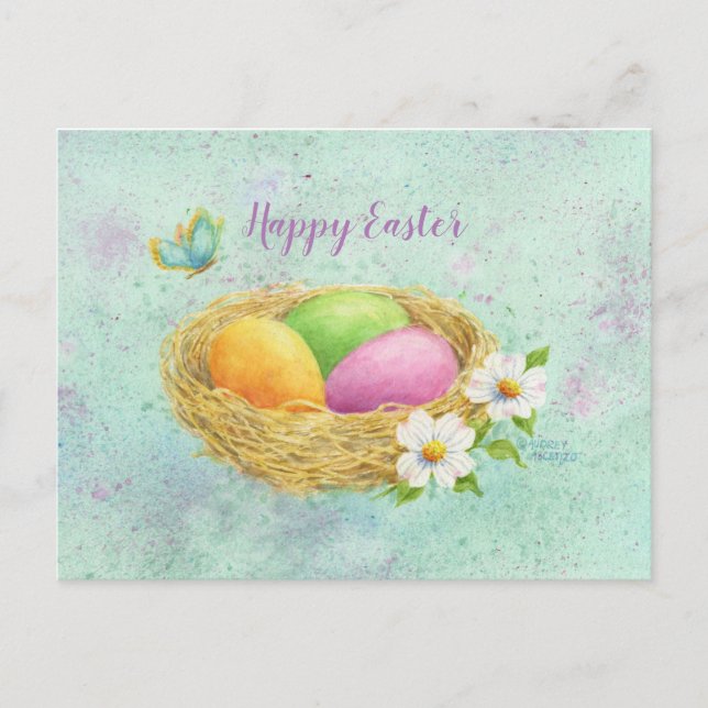 Easter Coloured Eggs Nest Postcard (Front)