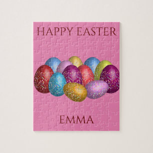 Easter coloured eggs puzzle with Child's name.