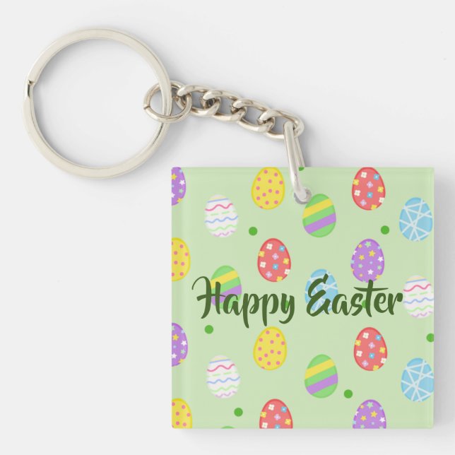 Easter colourful Eggs Festive     Keychain (Front)