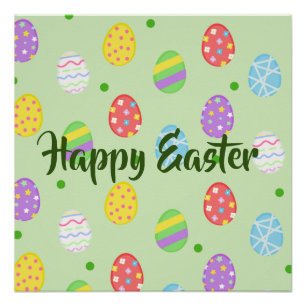 Easter colourful Eggs Festive Poster