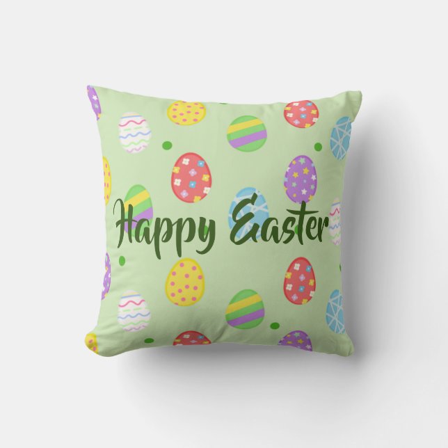 Easter colourful Eggs Festive     Throw Pillow (Front)