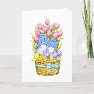 Easter Colourful Floral Basket Spring Joy Card