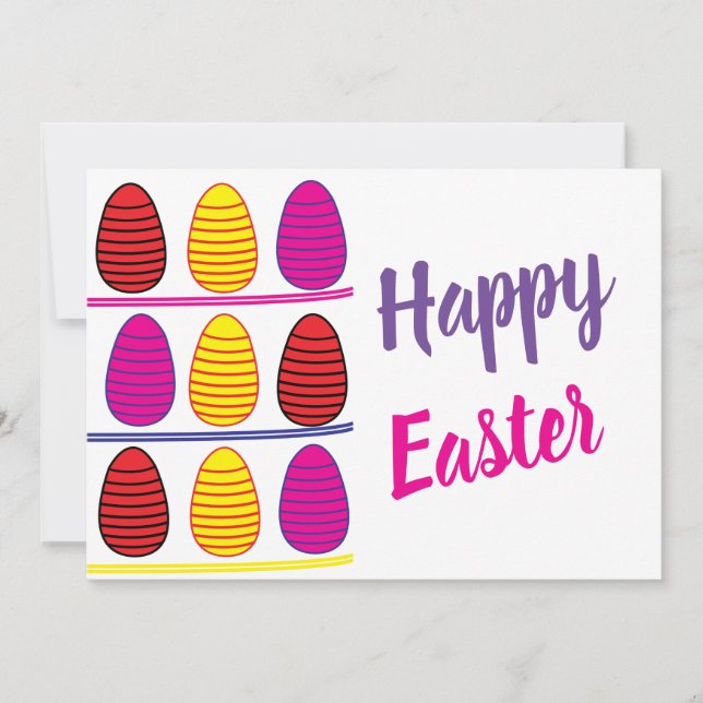 Easter Colourful Happy Easter Eggs Easter  Holiday Card (Front)