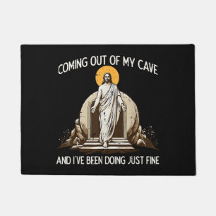 Easter Coming Out My Cave Jesus Doormat