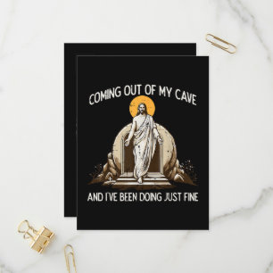 Easter Coming Out My Cave Jesus Invitation Postcard