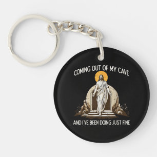 Easter Coming Out My Cave Jesus Keychain