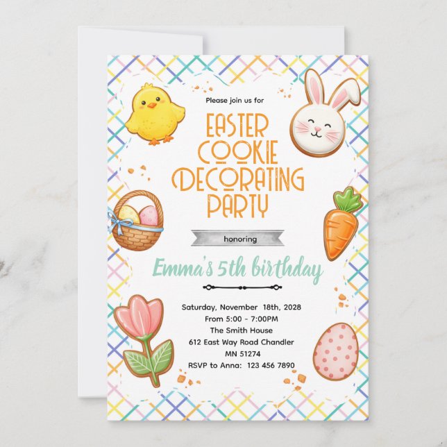 Easter Cookie Decorating Party Invitation (Devant)