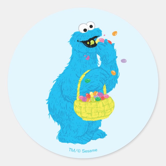 Easter Cookie Monster Classic Round Sticker (Front)