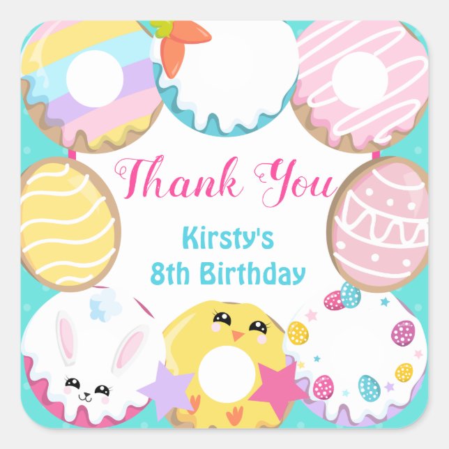 Easter Cookies Doughnuts and Sweets Party Square Sticker (Front)