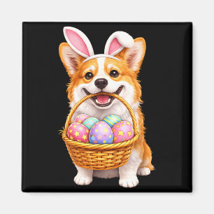 Easter corgi dog bunny cute easter eggs basket magnet