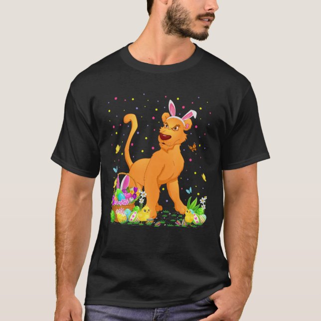 Easter Cougar Bunny Egg Hunting Cougar Easter Sund T-Shirt (Front)
