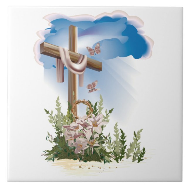 Easter Cross background Tile (Front)