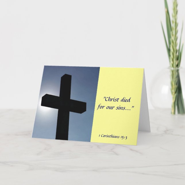 Easter Cross Christ Died For Our Sins III Holiday Card (Front)