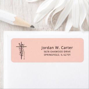 Easter Cross He is Risen Floral Pastel Peach