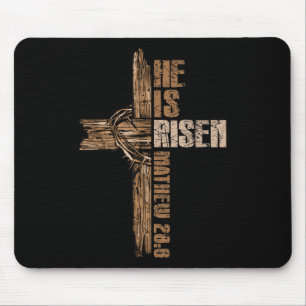 Easter Cross He Is Risen Jesus Christian Happy Eas Mouse Pad