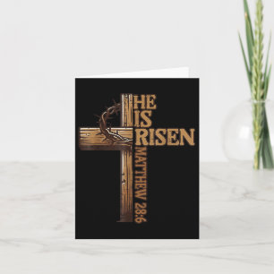 Easter Cross He Is Risen Jesus Christian Men Women Card