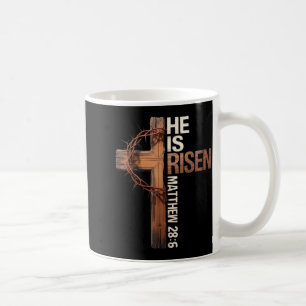 Easter cross he is risen jesus christian men women coffee mug