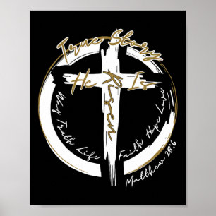Easter Cross He Is Risen Jesus Christian Men Women Poster