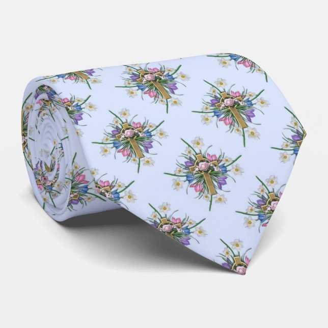 Easter cross Holiday mens tie (Rolled)