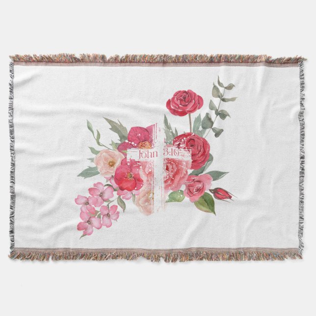Easter/Cross/John3:16/Jesus Throw Blanket (Front)