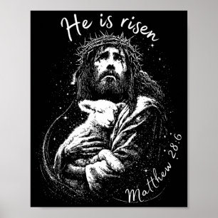 Easter Cross Risen Jesus Christian Men Women Kid Poster