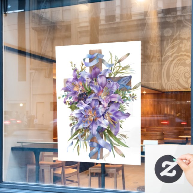 Easter Cross Window Cling (Cafe Window)