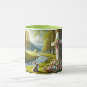 Easter cross with bunny & eggs mug