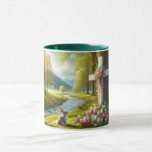 Easter cross with bunny & eggs mug