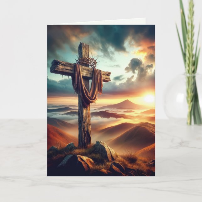 Easter Cross With Crown of Thorns Holiday Card (Front)