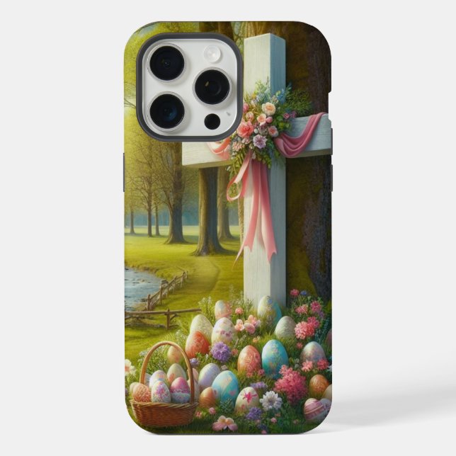 Easter cross with eggs iPhone case (Back)