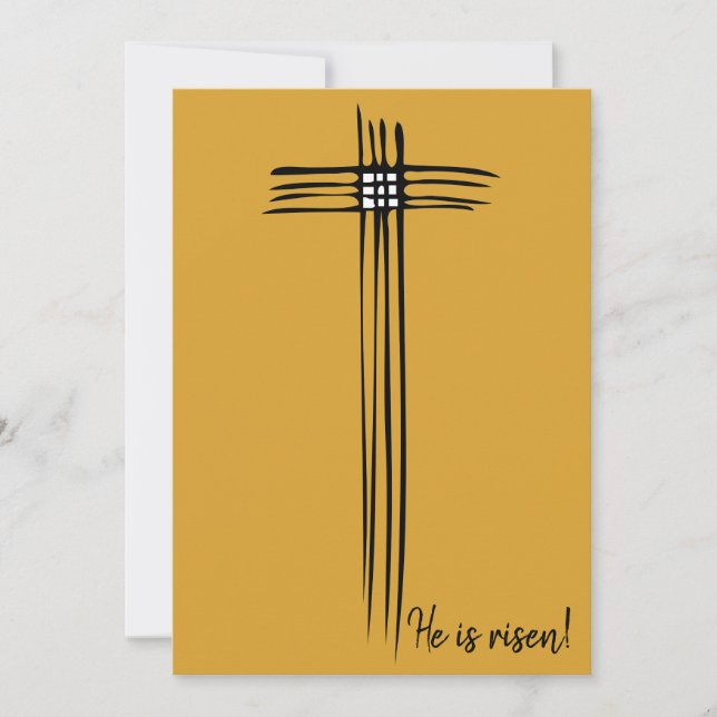 Easter Cross Yellow Jesus is Risen Card (Front)