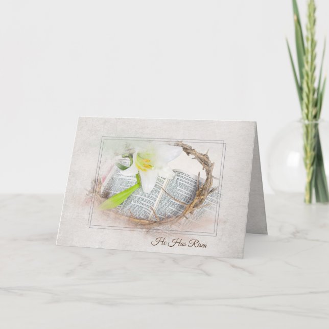 Easter Crown and Bible with Lily Card (Front)