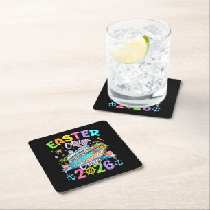 Easter Cruise Crew 2026 Matching Family Vacation  Square Paper Coaster